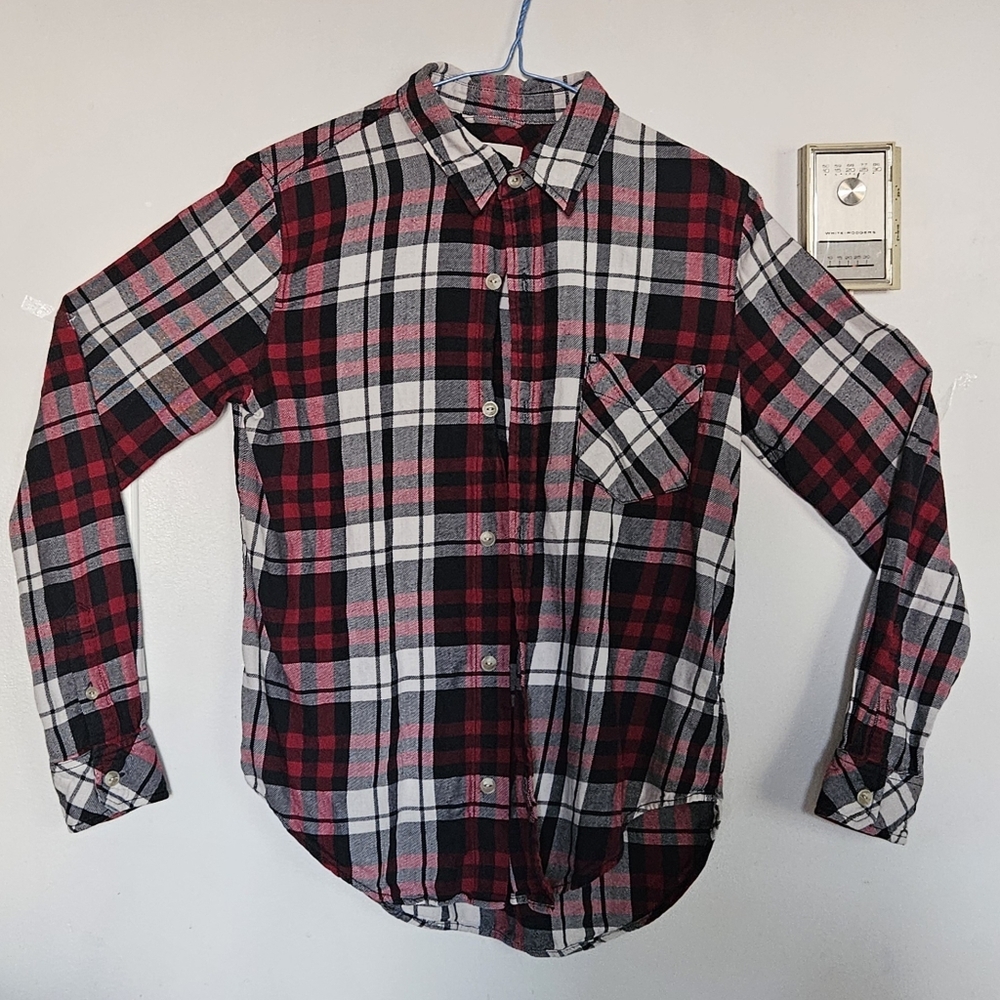 TNA Red and Black Plaid Button Down Shirt